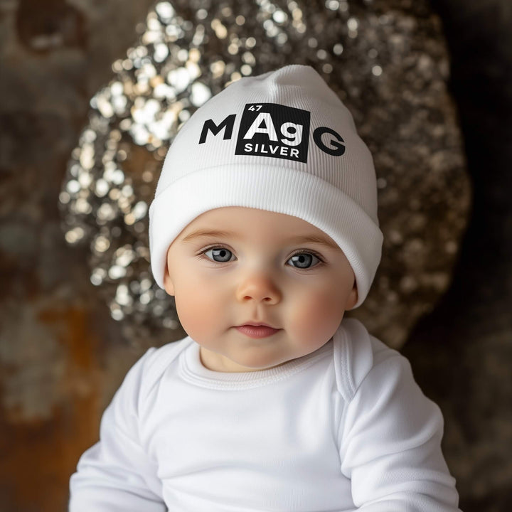 Make Silver Great: White Baby Beanie