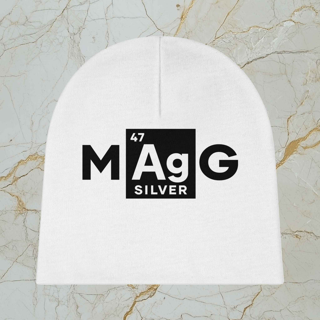 Make Silver Great: White Baby Beanie